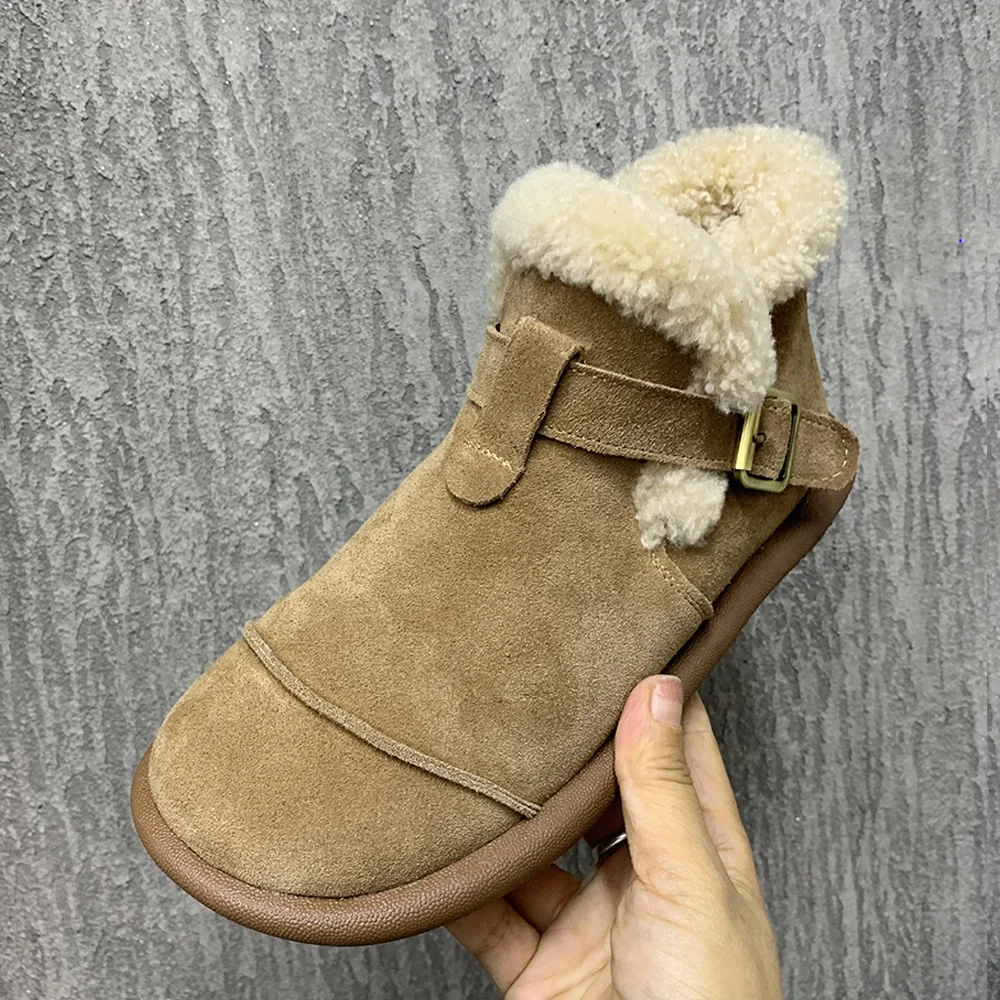 

Fashion Leather Women Boots Warm Fur Snow Boots Antislip Casual Plush Winter Women Shoes Plus Size Female Ankel Boots