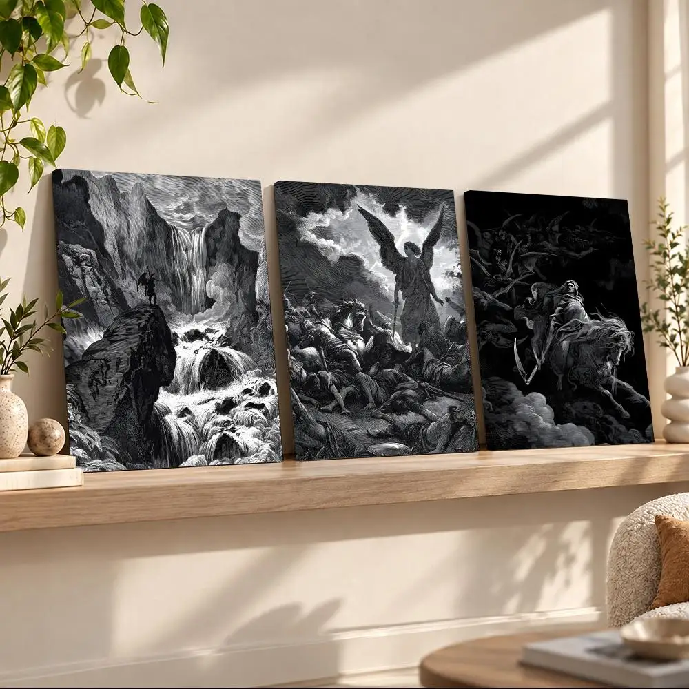 Gustave Dore Paradise Lost Satan Framed Wall Painting Framed Paintings for Home Decor Wall Art Room Decoration Murals