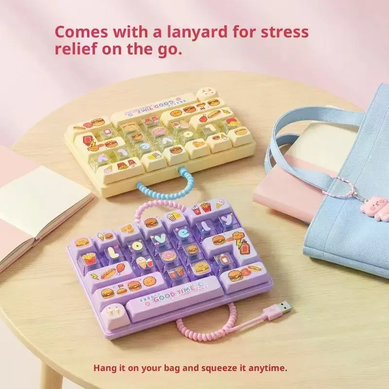 26-key Keyboard Key Caps Antistress: Giant Keycap Keychains Cute Large Clicker Kawaii