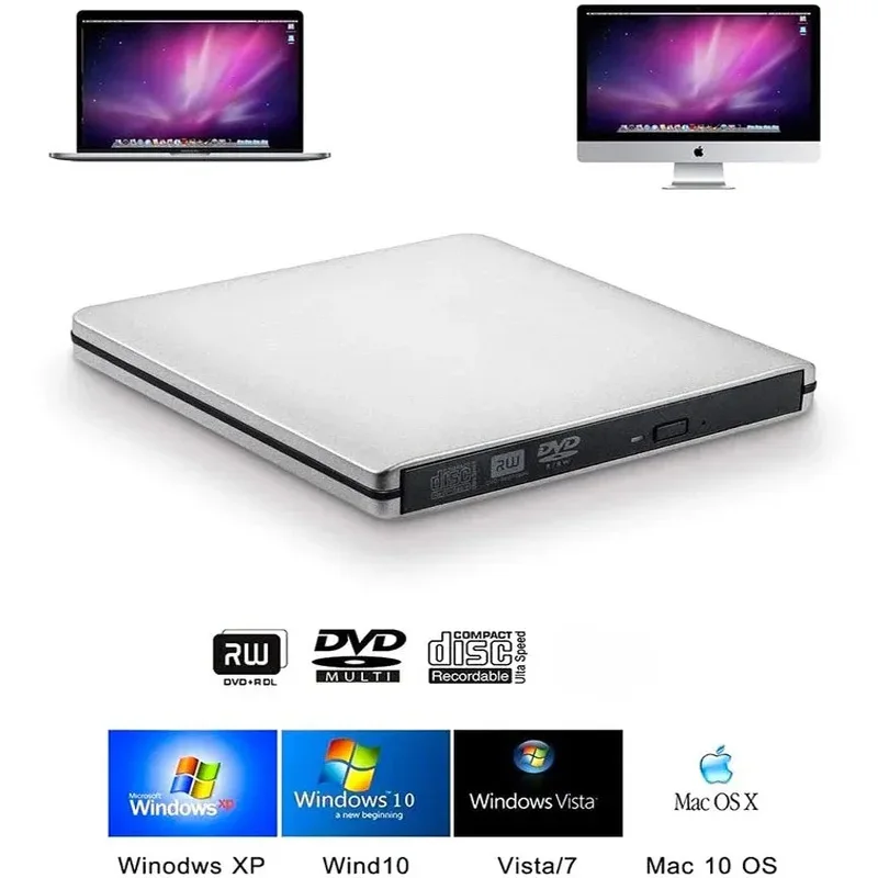 

New 2026 Ultra-Slim External Optical Drive with 4K Blu-Ray Burning, USB 3.0, DVD Play, 3D Blu-Ray R/W, CD/DVD Burner New