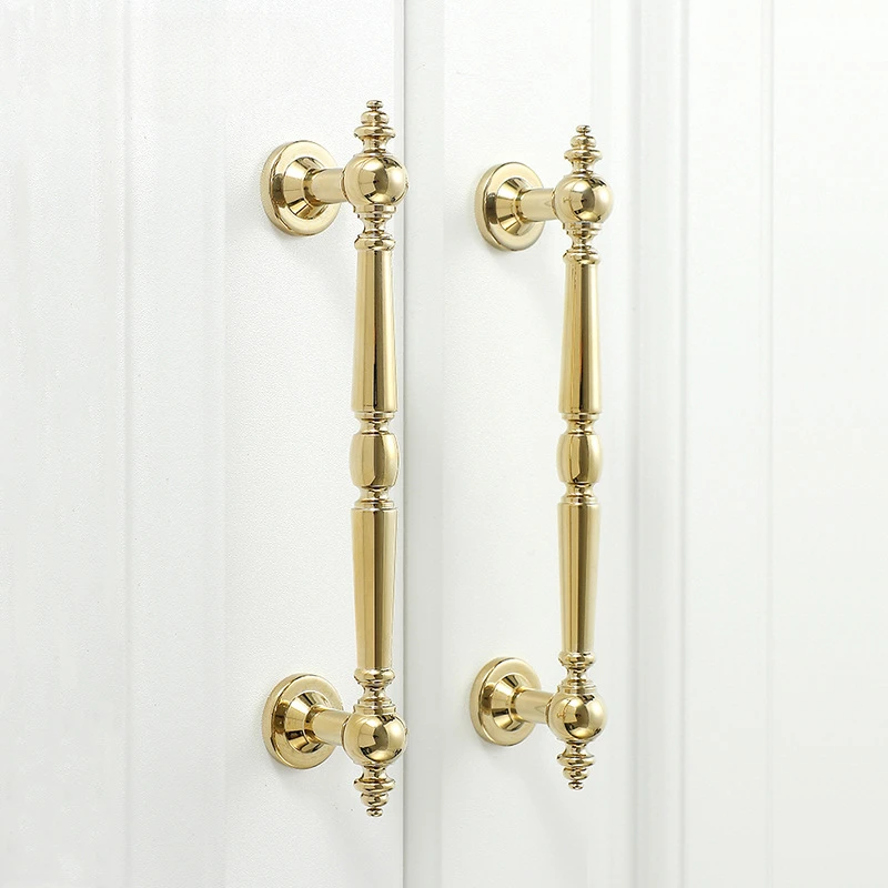 Wardrobe Handle Copper Nordic Simple European and American Chrome Plated Bright Silver Gold High-End  Cabinet Door 