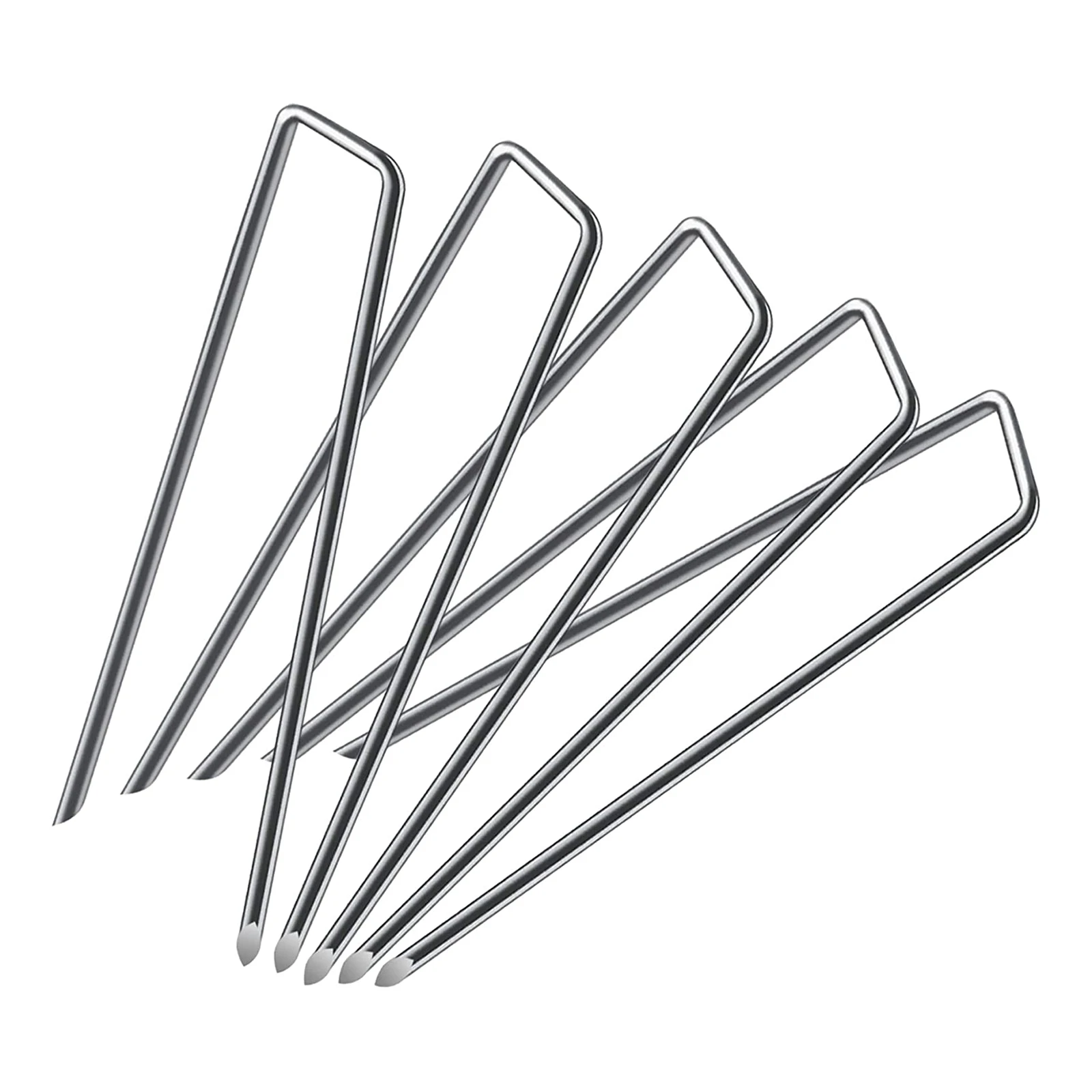 Heavy Duty Anti Rust 50 Packs Galvanised Steel Garden Stakes Ground Anchor silver