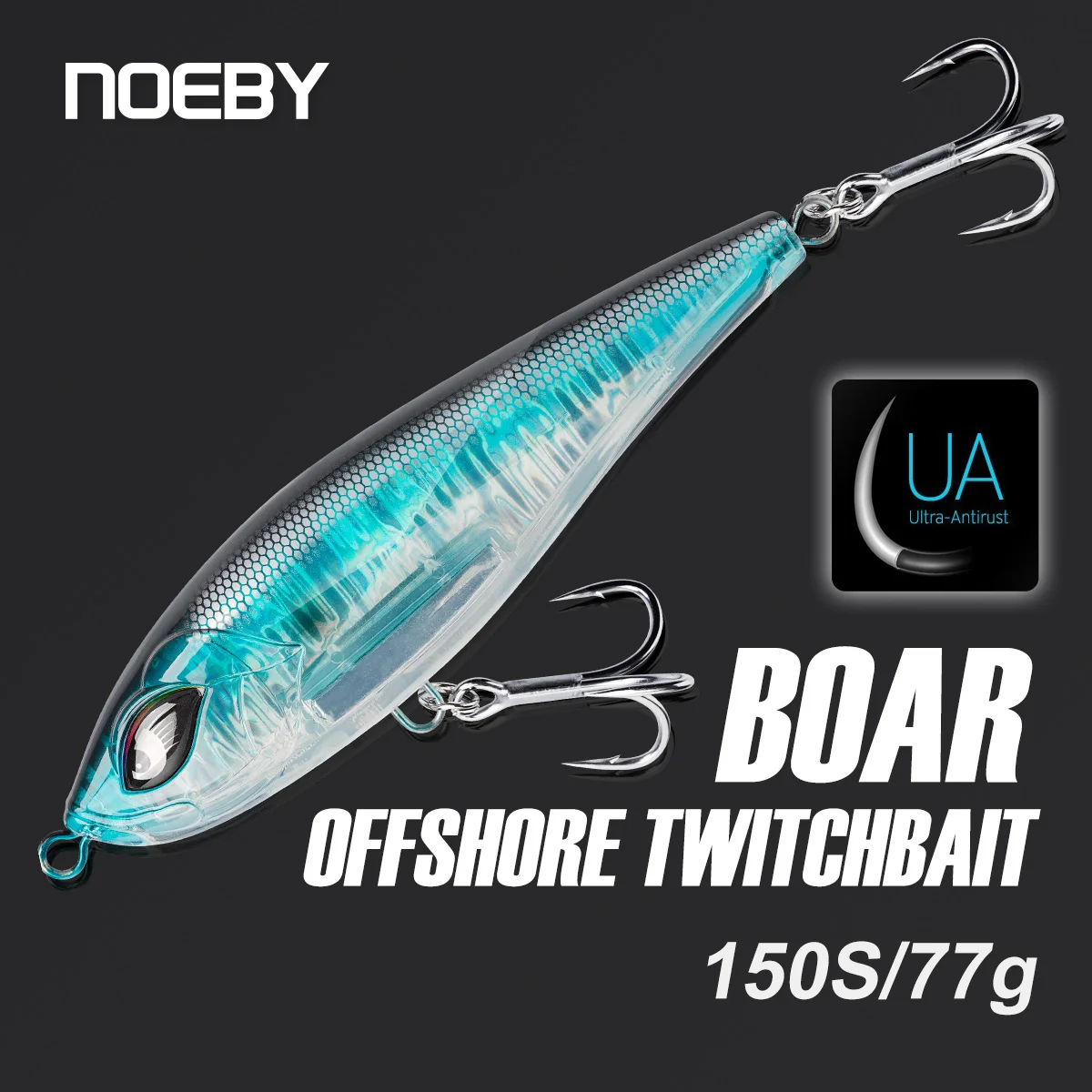Noeby Offshore Twitch Bait Angelköder 150mm 77g Sinkender Jerkbait Hochbelastbar 4X Haken Künstlicher Harter Köder Angelköder