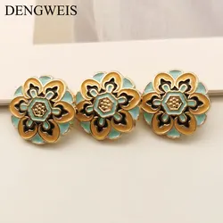 Vintage Ethnic Style Floral Shaped Metal Buttons for Clothing Coats Sewing Accessories DIY Handmade Craft Supplies Needlework