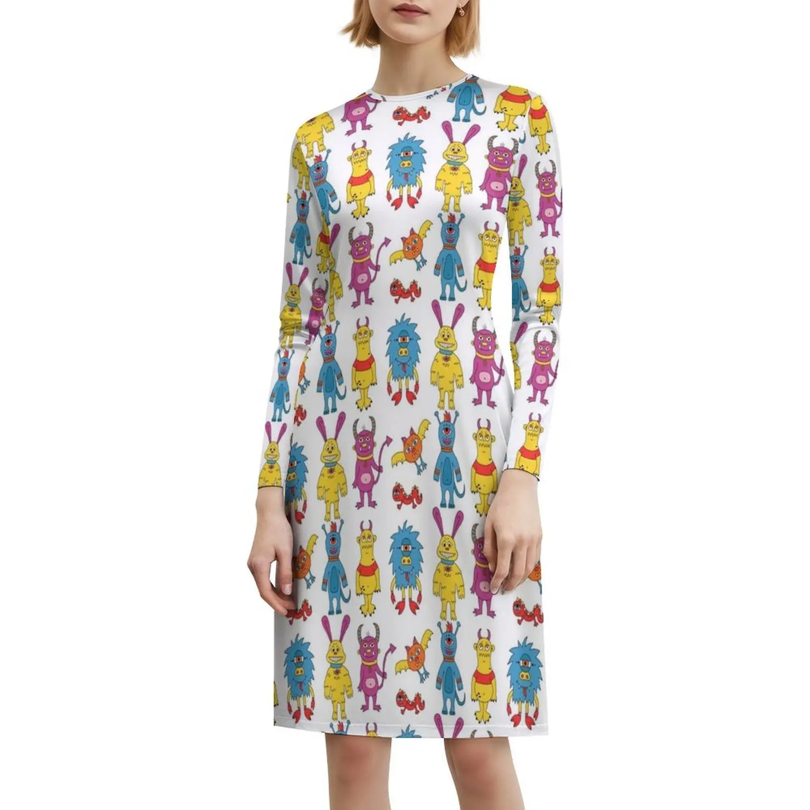 فستان حفلات نسائي من Monsters ملابس نادي مطبوعة عصرية لخلفية الحيوانات وحفلة كرتونية غريبة