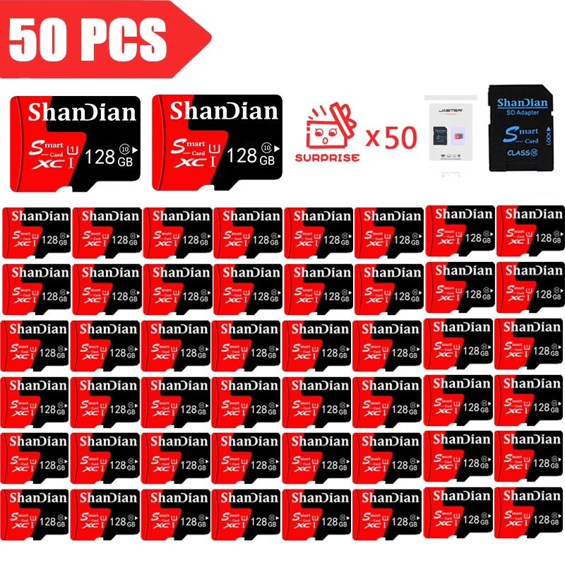 50PCS Flash Memory Card  8GB 16GB 32GB 64GB High Speed TF/SD Card 128GB Red Memory Cards for Tablet/Phone for Digital Devices