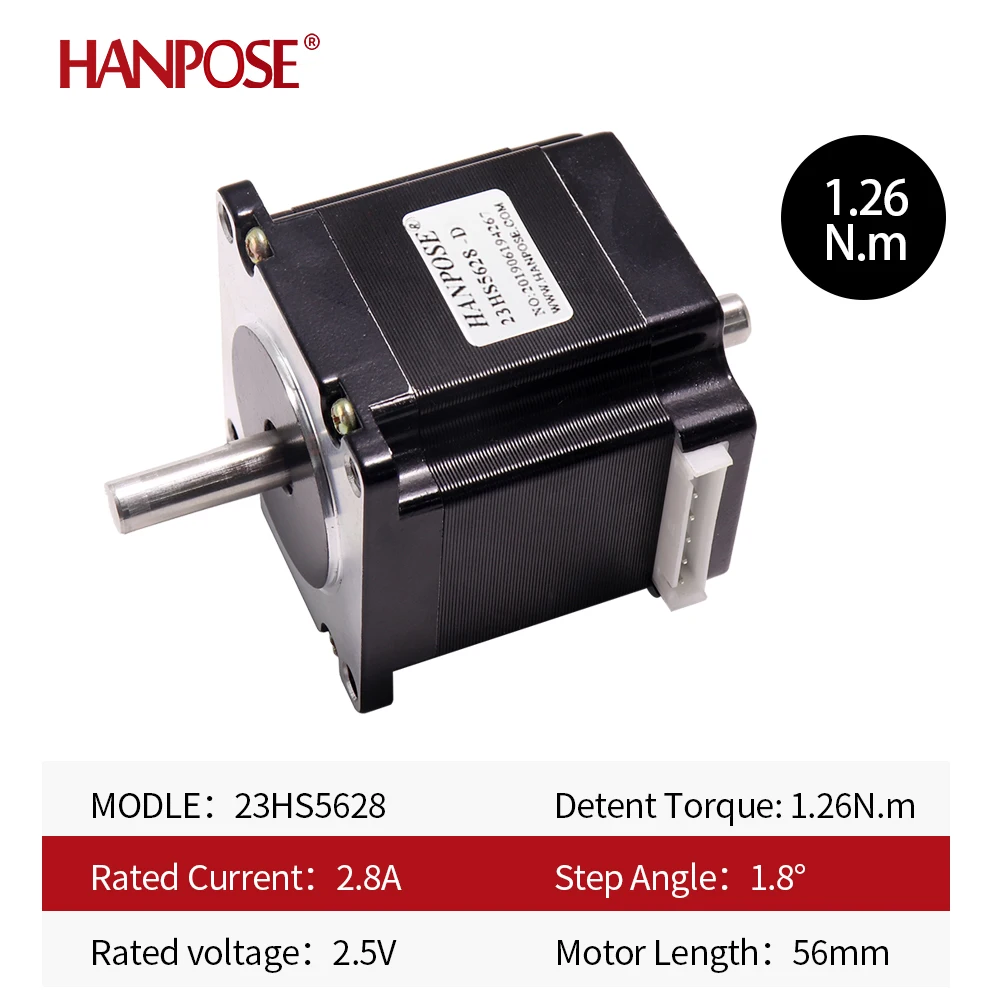 NEMA 23 Stepper motor double shaft 23HS5628-SZ 2.8A 126N.cm dual shaft D=8mm 57x56mm Nema23 stepping motor For CNC