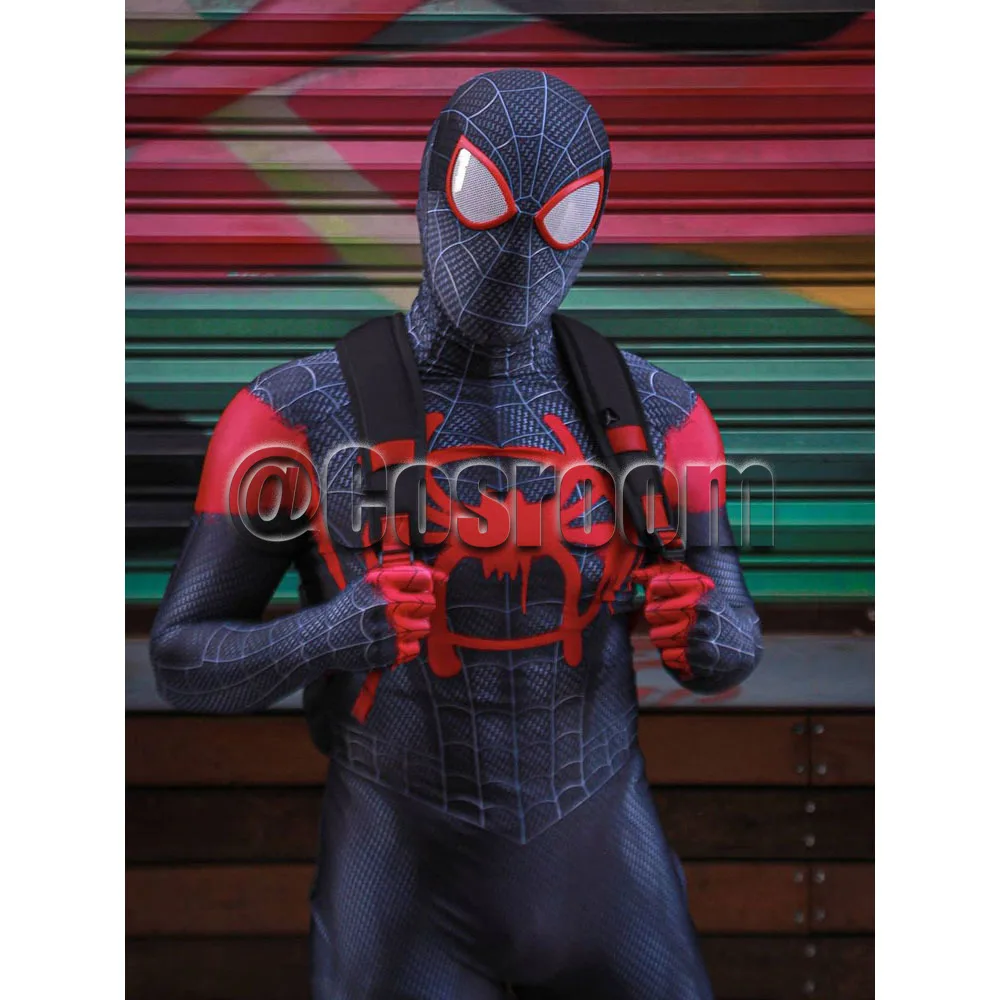 Miles Morales Cosplay Spiderman Costume Superhero Zentai Suit Halloween Costumes Full Body JumpSuit for Kids/Adult/Men