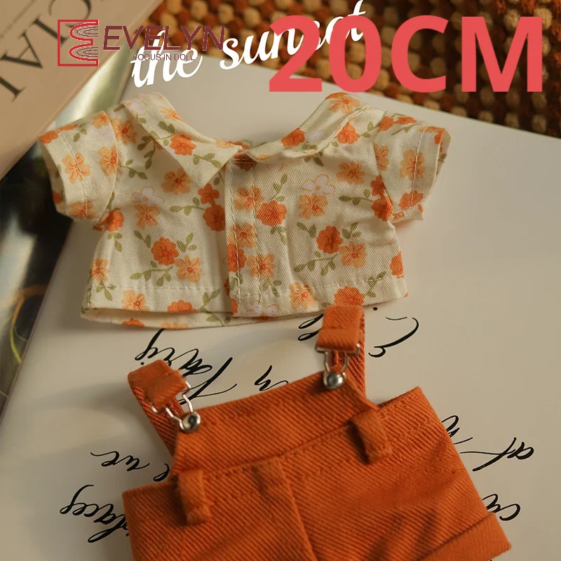 Evelyn Genshin Impact 20 cm Katoenen Poppenkleertjes T-shirt Broek Mini Kleding Overalls Pak Voor Katoen Knuffels Accessoires