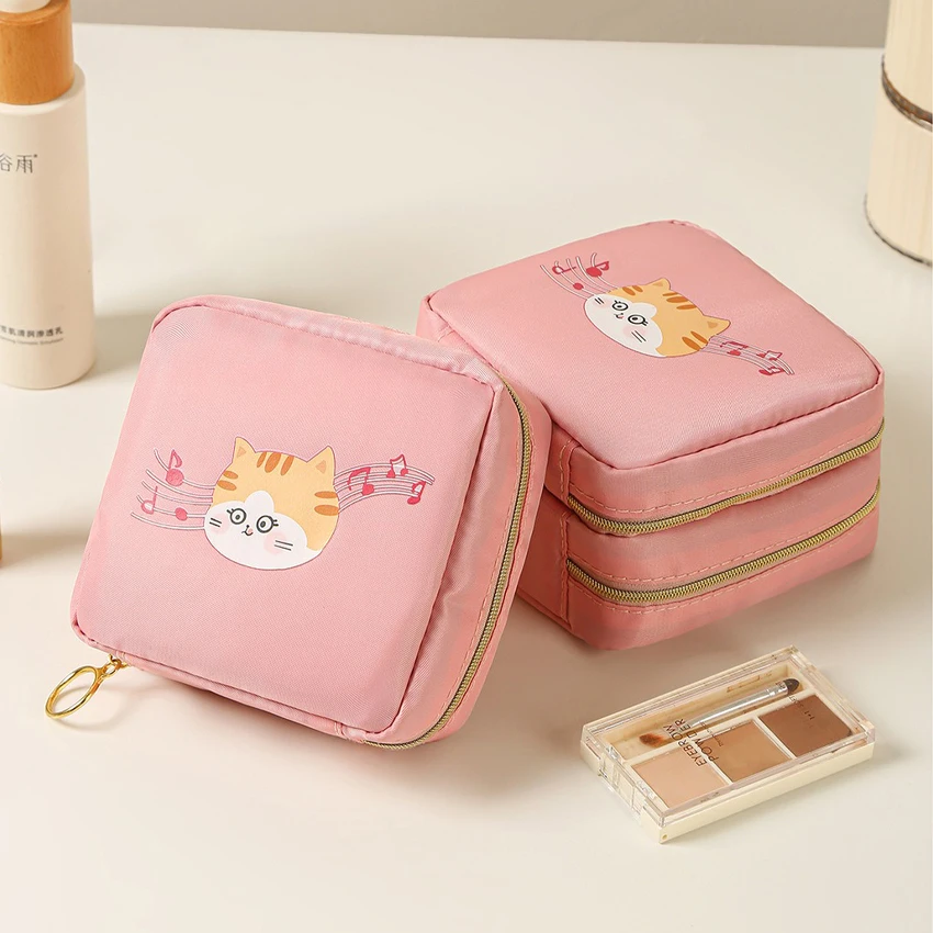 New Lady Portable Cosmetic Pouch Bag Travel Makeup Lipstick Case Tampon Bag Sanitory Napkin Pads Organizer Case Large Capacity