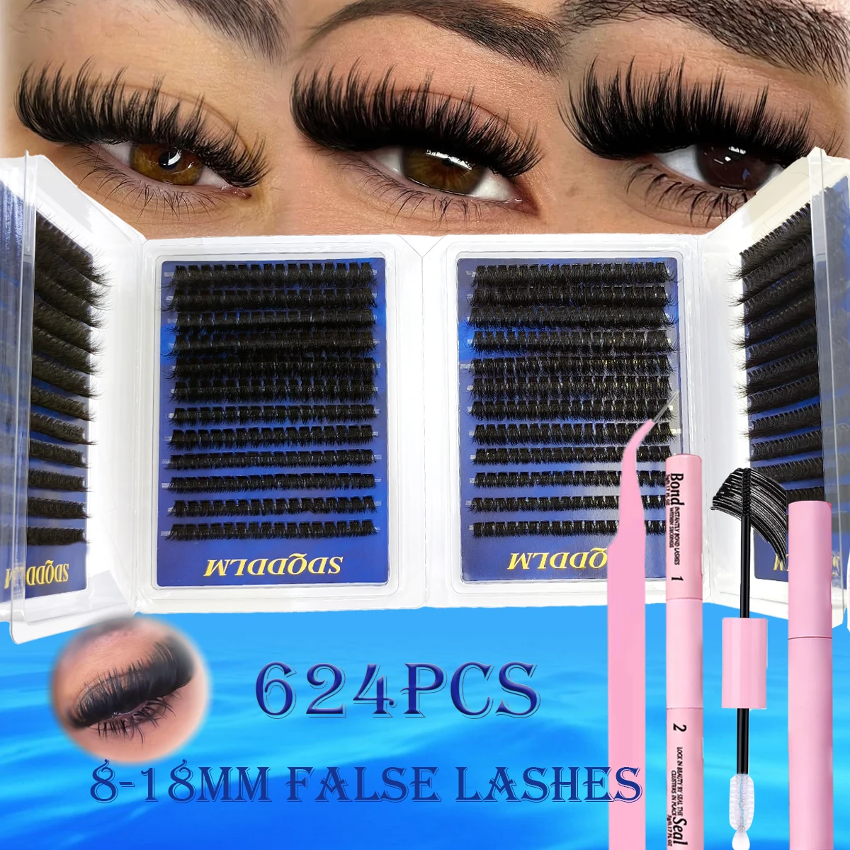 Neue 32-reihige 512 Cluster Mix Wimpern, Natürlicher Manga-Look, DIY-Set für Wimpernverlängerung, Wiederverwendbare Natürliche Wimpern – Detail 14