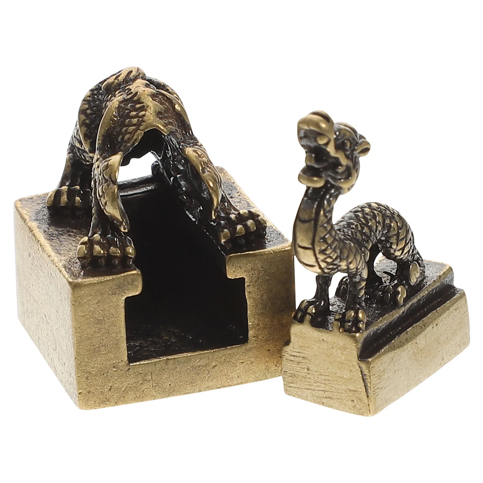 

Retro Stamper Vintage Dragon Adornment Copper Zodiac Statue Desktop Ornament Home Office Decorative Gift Mini Copper Craft