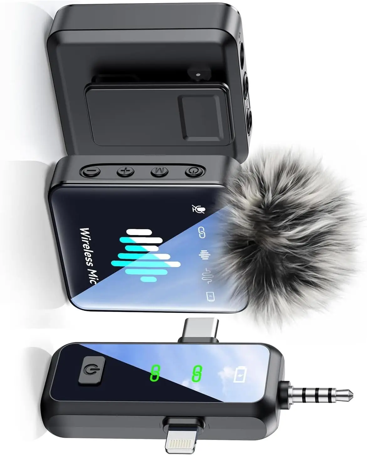 

Беспроводной петличный микрофон 3-в-1 для iPhone: радиус действия 80 футов, 15 часов работы от батареи, шумоподавление, мониторинг в реальном времени для видео и влогов