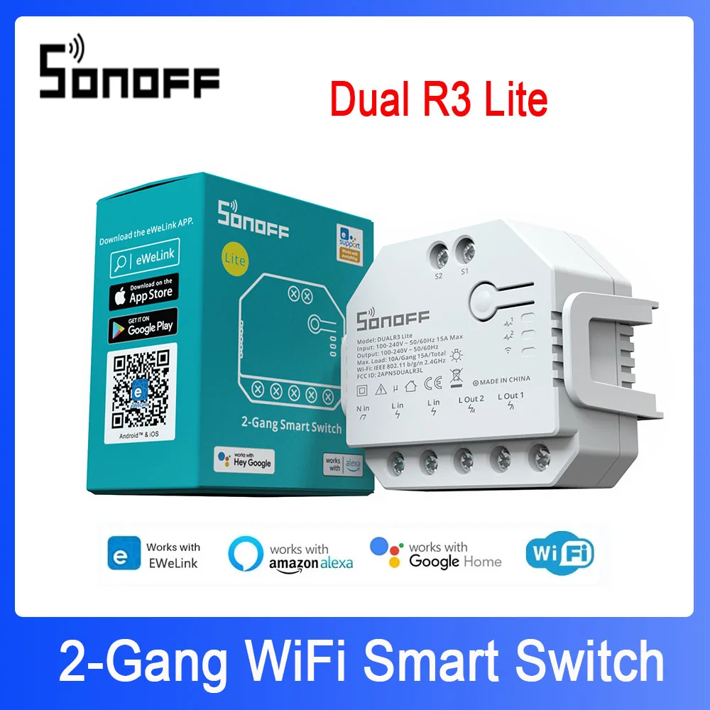 SONOFF DUAL R3 Lite MINI WiFi Smart Switch Smart Home 2 Gang Dual Relay Module  Via EWelink Alexa Google Home