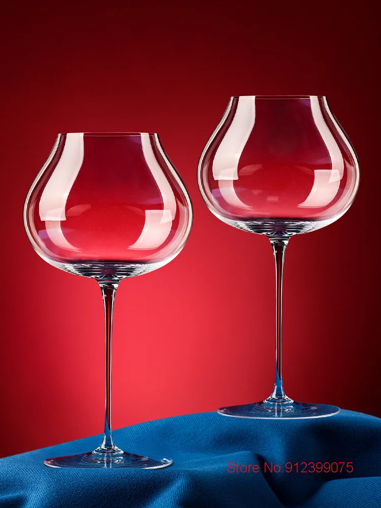 High Capacity Burgundy Goblet Super Bright Professional Crystal Red Wine Glass Big Belly Ultra-thin Wall Ultrafine Cup Rod