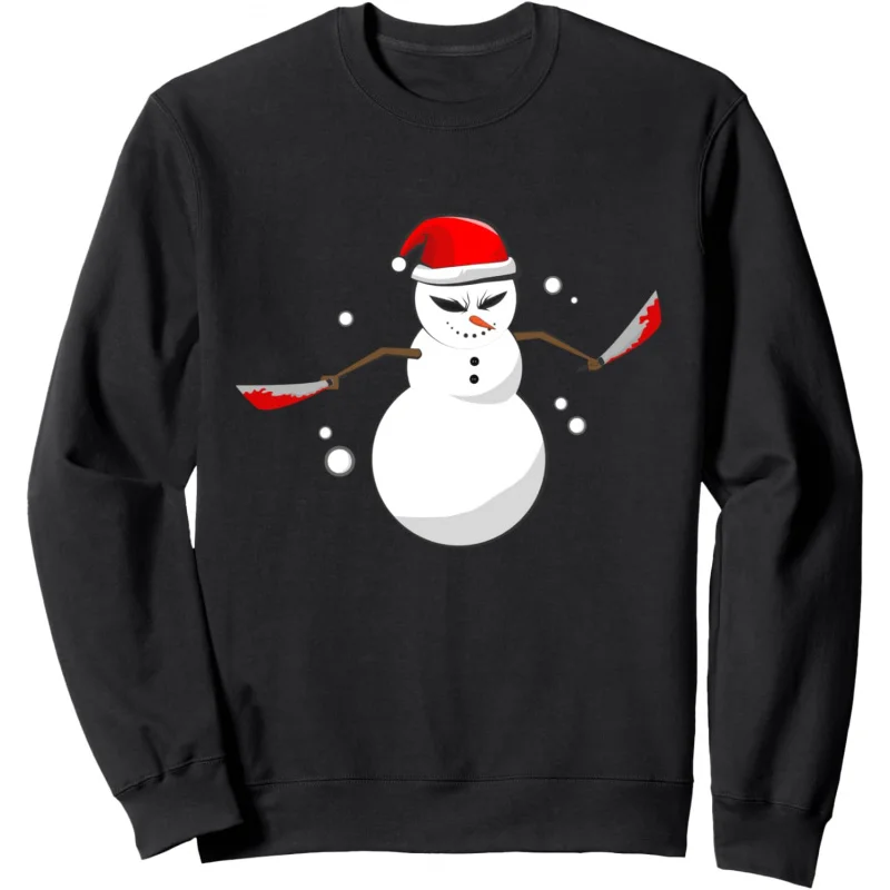 

Killer snowman Christmas horror funny pattern autumn and winter men's long sleeved sportswear