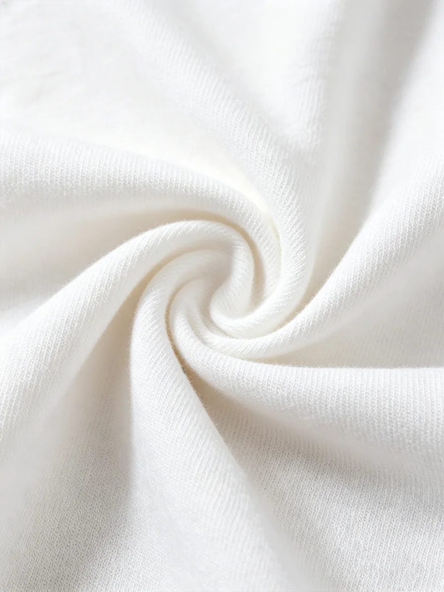 Gefüttertes Damen-T-Shirt mit Schmetterlingsdruck, Rundhals-Kurzarm-T-Shirt, T-Shirt aus reiner Baumwolle, lässig und bequem – Detail 3