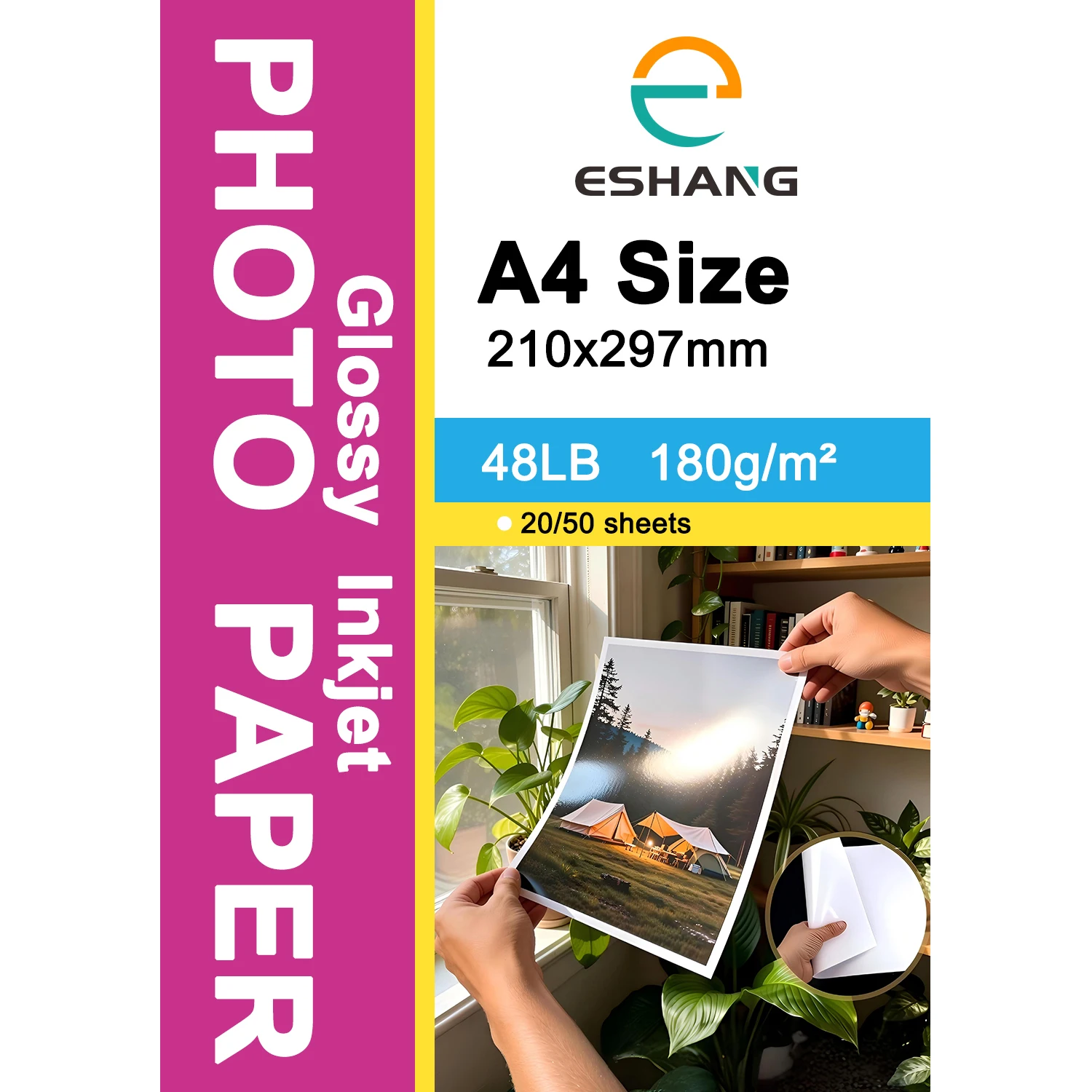 A4 Glossy Inkjet Photo Paper 48LB 180gsm High-Quality Photographic Paper for Home Office Use 8.3x11.7 Inch Size