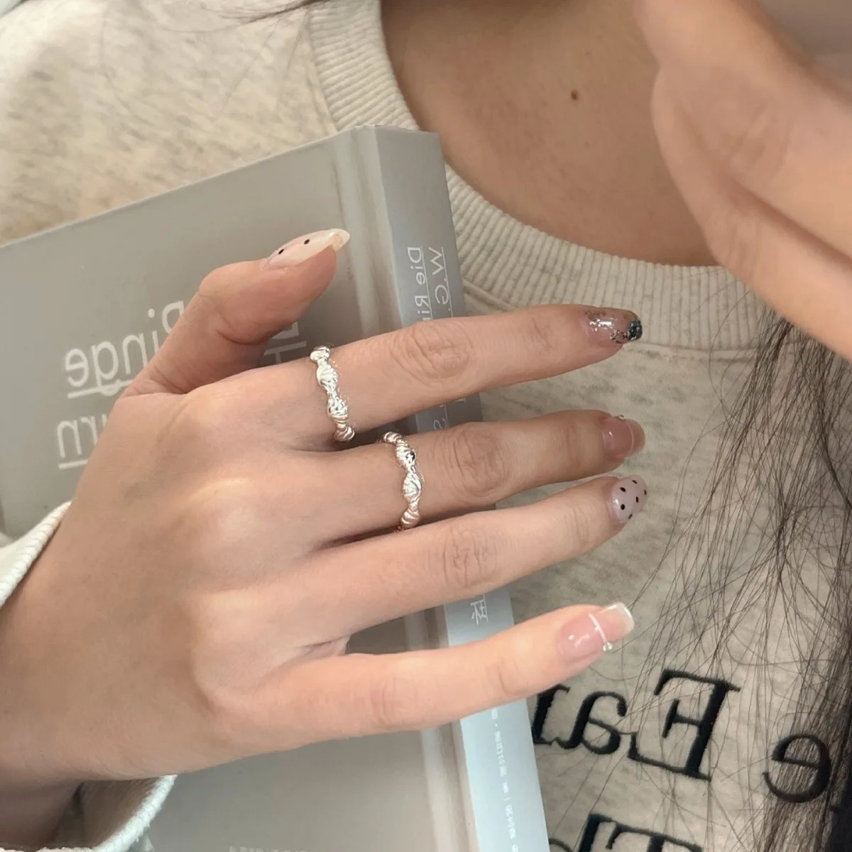VENTFILLE 925 Sterling Silver Shell Rings For Women Irregular Design Simplicity Versatile Trend Jewelry Party Gift Dropshipping