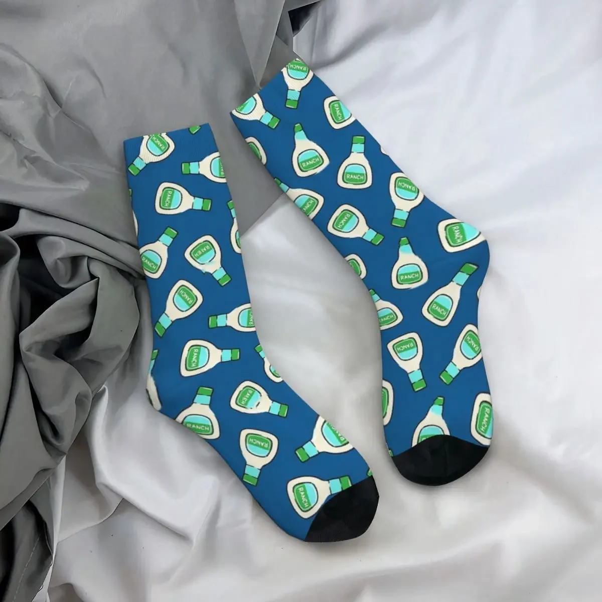 Ranch-Chaussettes bleues à salade IQUE Bottle, bas absorbant la sueur Harajuku, chaussettes longues toutes saisons, accessoires pour cadeaux unisexes