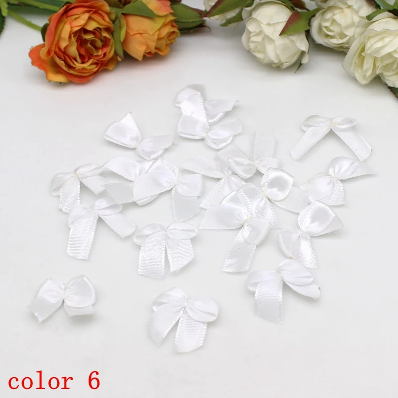 50-100 Stück/Packung 2*2,5 cm kleine Dacron Band Bogen Blume Handwerk Dekoration Handarbeit DIY Party Dekoration farbige Band Schleifen – Detail 14
