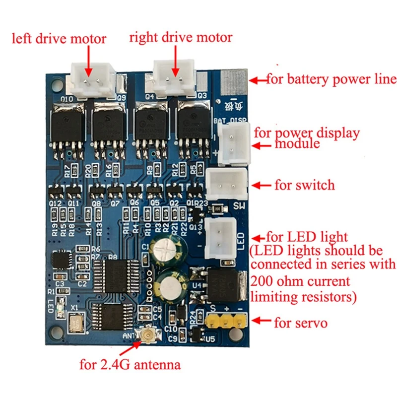 2.4G Single Handle Remote Controller Receiver Kit Fixed Speed Cruise Gyro 500M Distance DIY Repair Parts for RC Boat