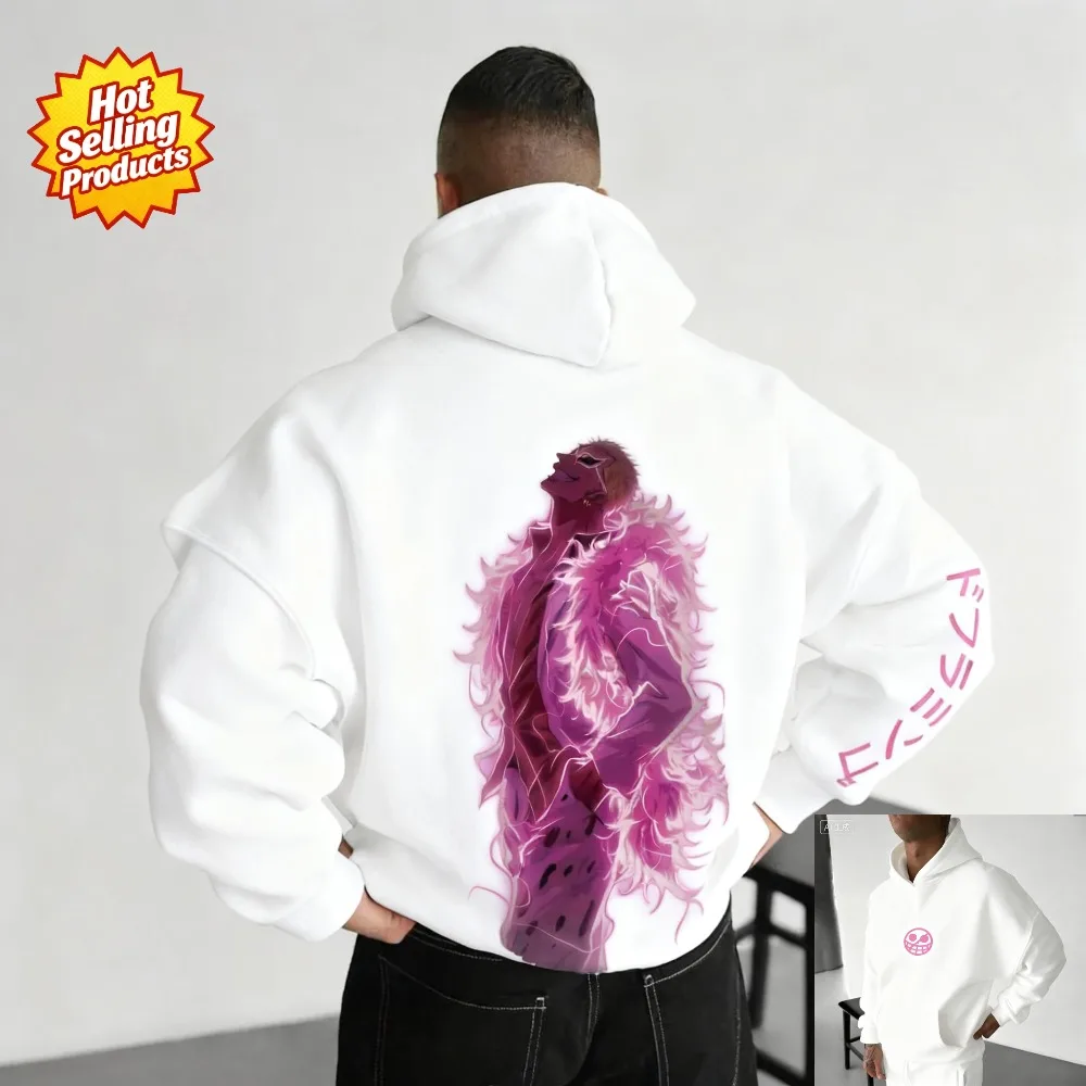 قطعة واحدة هوديي Donquixote Doflamingo جديد البلوز الرجال النساء Y2k المتضخم فضفاضة تناسب الراحة الشارع الشهير للجنسين الخريف الشتاء #4