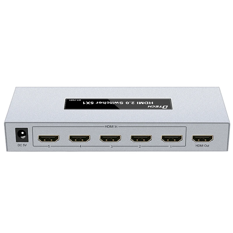 DTECH Switch Hdmi 4K HDR Switch Hdmi 5x1 Hdmi Switch 4K 5 Port 5 in 1 Out Video Switchers Signal Distribution HDR