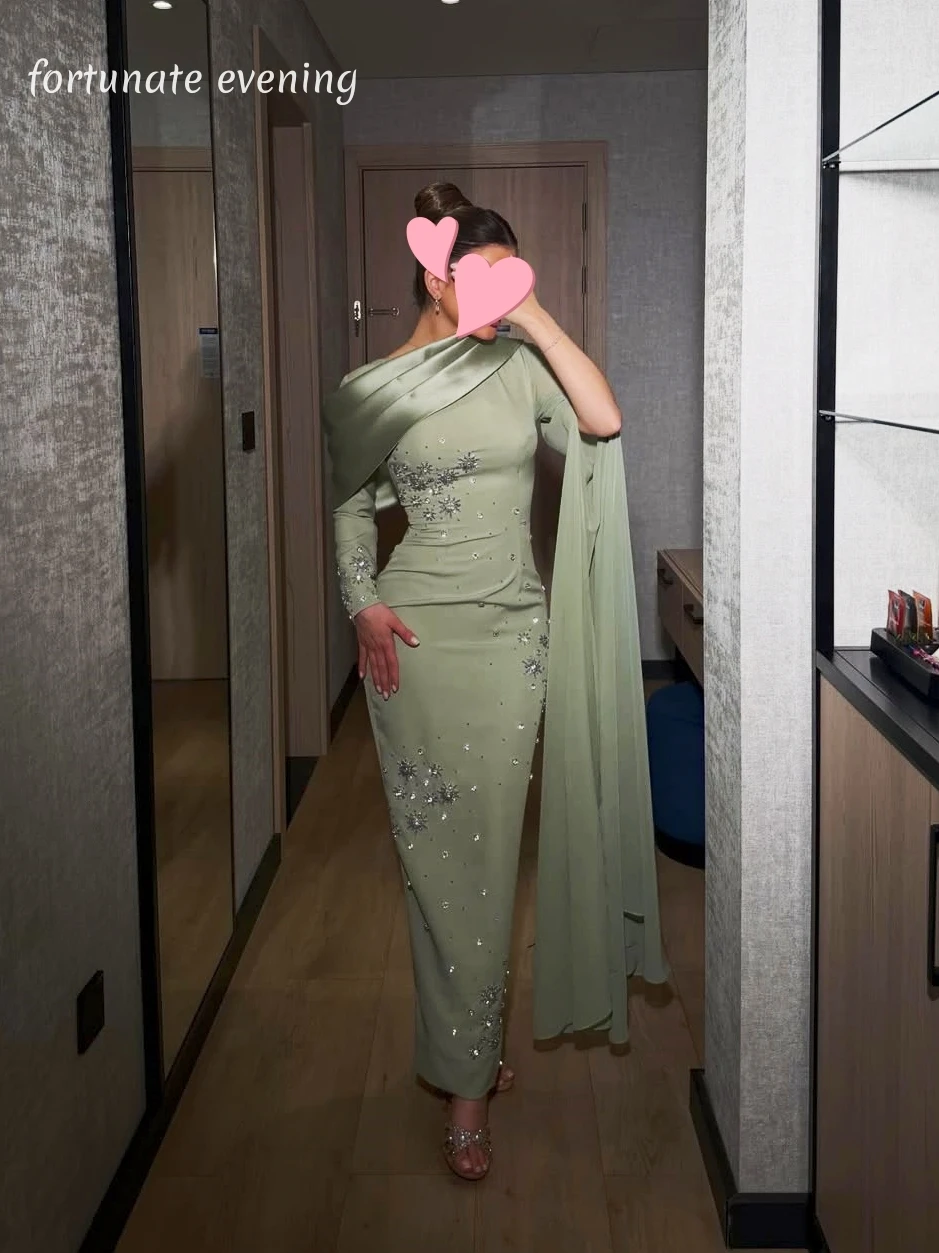 

Fortunate Evening Elegant Vintage Sweet Green Crystal Chiffon Stylish Customized Formal Occasion Prom Dress Evening Party Gowns