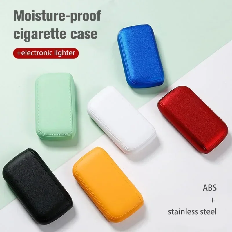 Leather Cigarette Box Men\'s Portable USB Electric Lighter Set Tungsten Coil Plasma Arc Electronic Lighter Smoking Tool