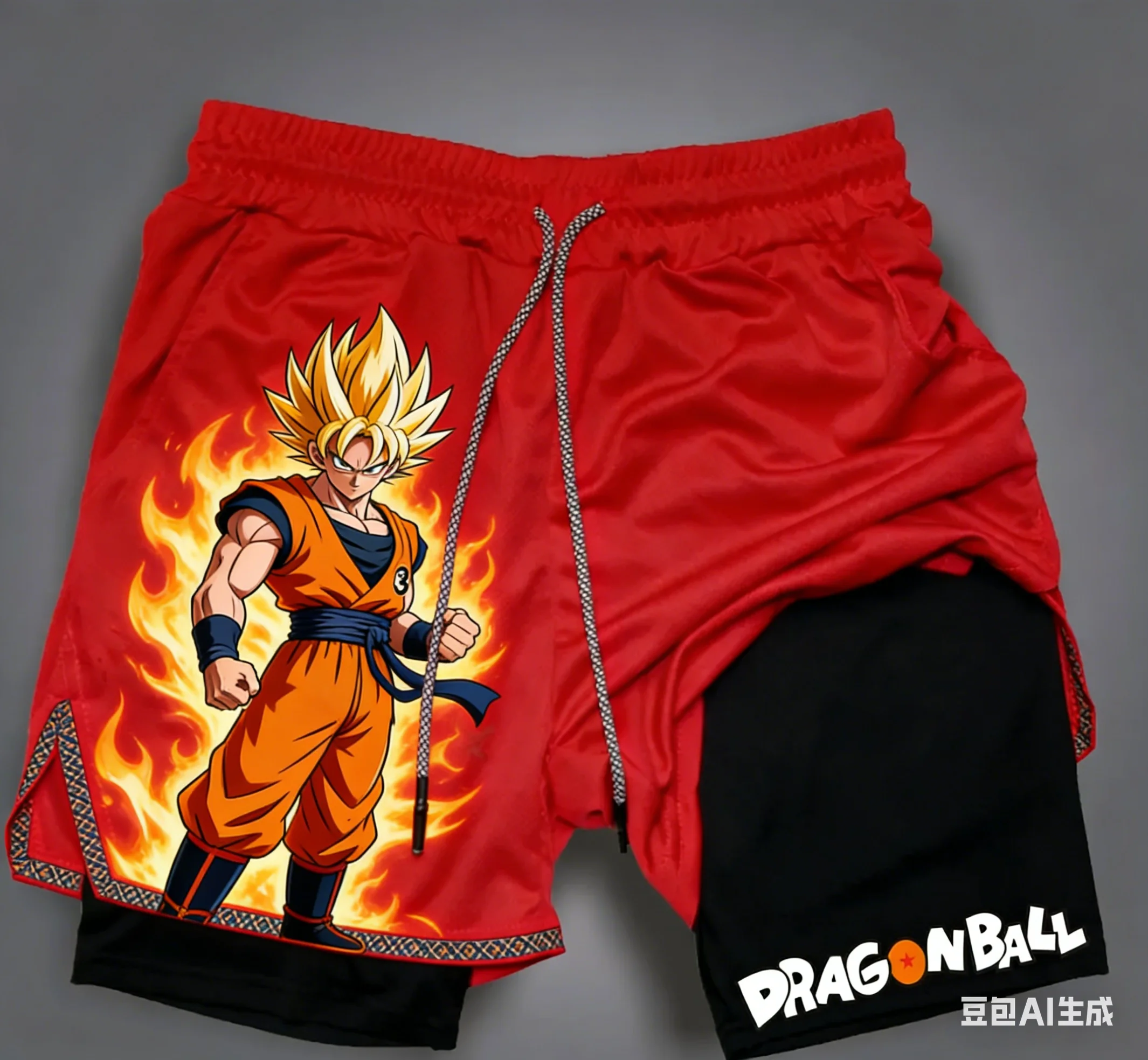 

Модные шорты 2026-2027 с принтом Dragon Ball Shenron, двухслойные, с эффектом двух частей, свободные и универсальные парные шорты