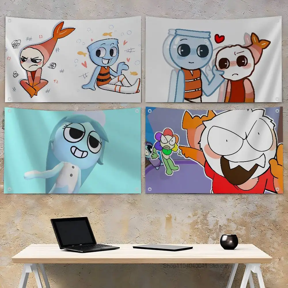 1pc Anime D-Dandys World Finn Flag Banners Four Hole Flag Polyester Outdoor Decor Room Aesthetic