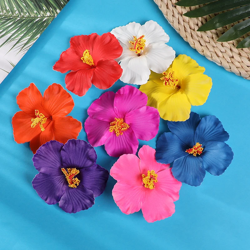 

5Pcs 10CM Hawaiian Flower Hair Clip Summer Beach Birthday Party Decoration Wedding Gift Artificial Flower Girls Hair Accessories