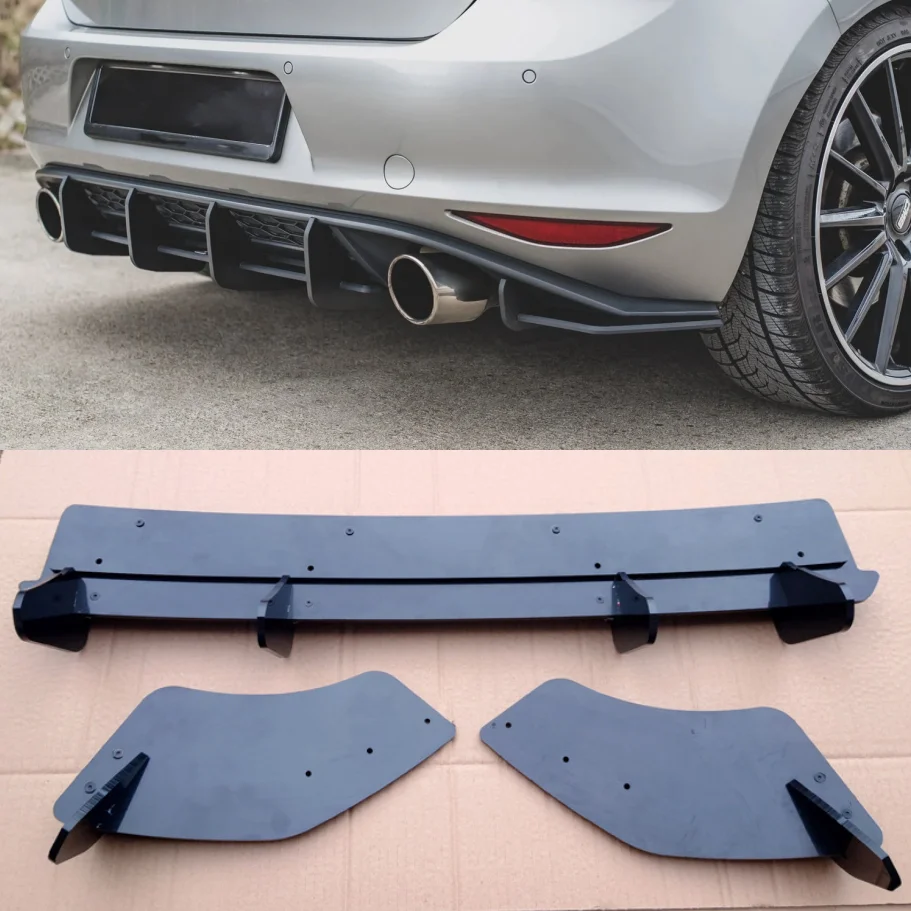 

For Volkswagen Golf 7 MK7 GTI 2014-2017 Maxton Style V2 Rear Bumper Lip Diffuser Splitters Gloss Black Bodykit