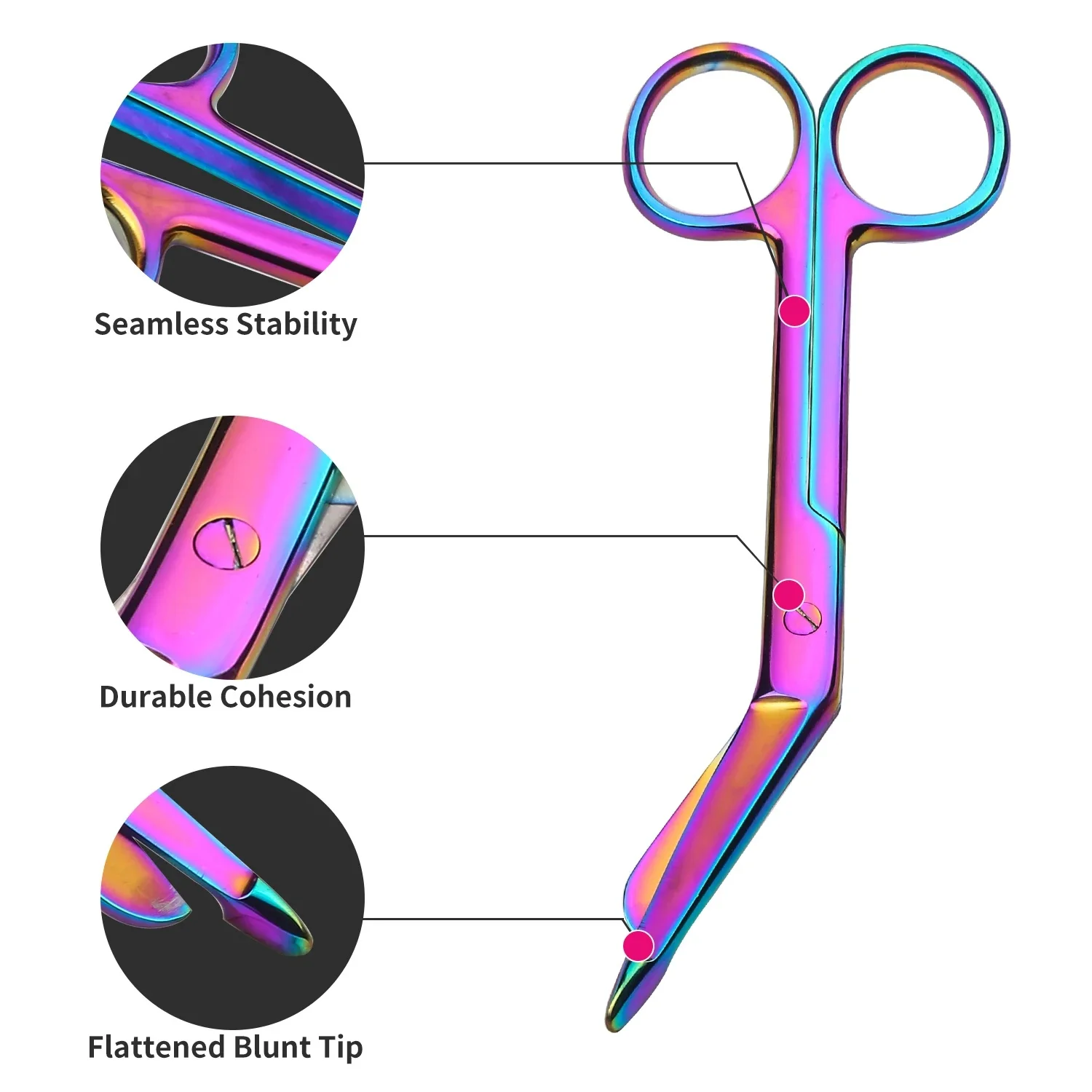 Multi-functional 14cm Stainless Steel Gauze Scissors Titanium-Coated Bandage Scissors Multi-Colored Sharp Blades Shears