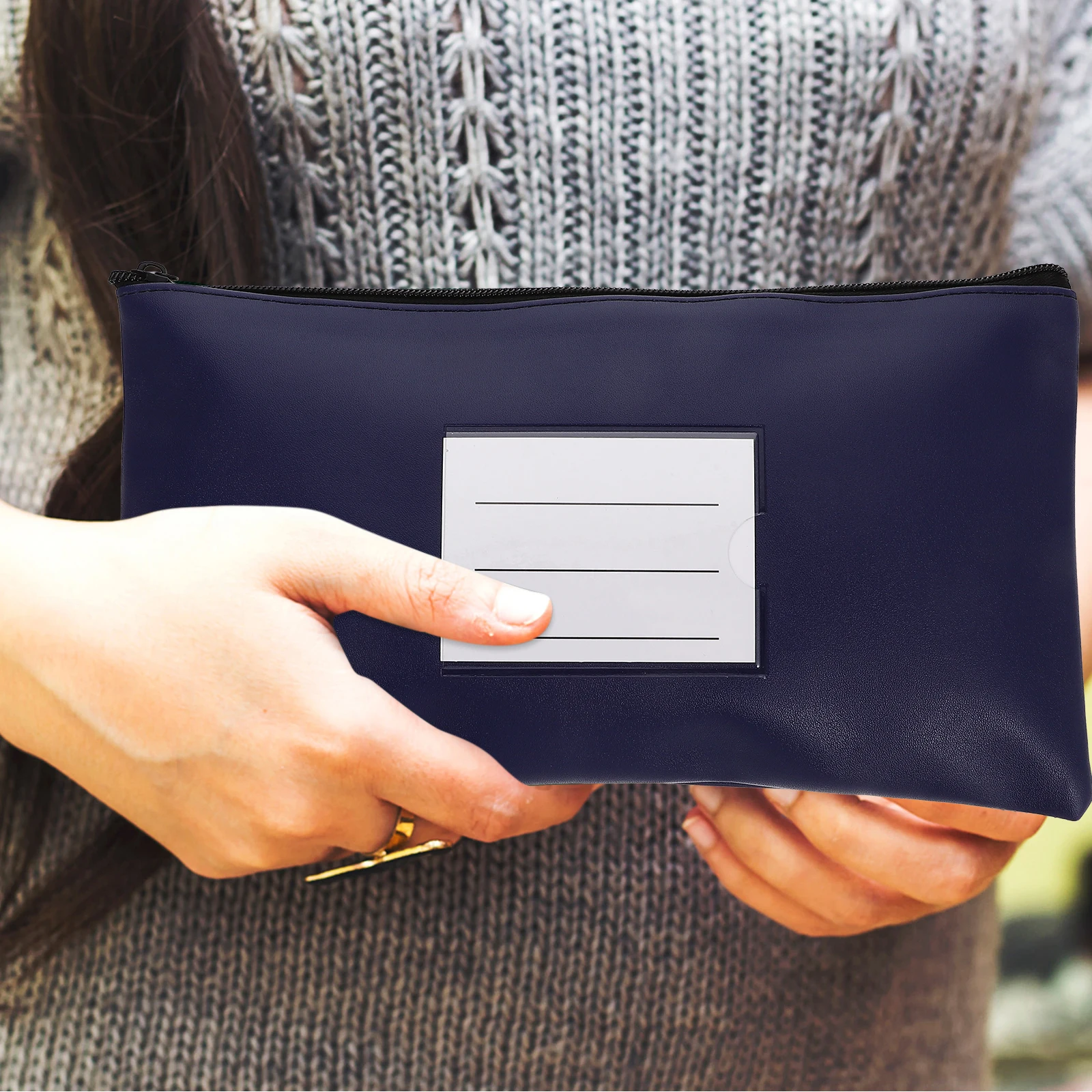

PU Bill Organizer with Card Slot Black Money Pouch Portable Document Holder Envelopes Budgeting Wallet Cash Storage