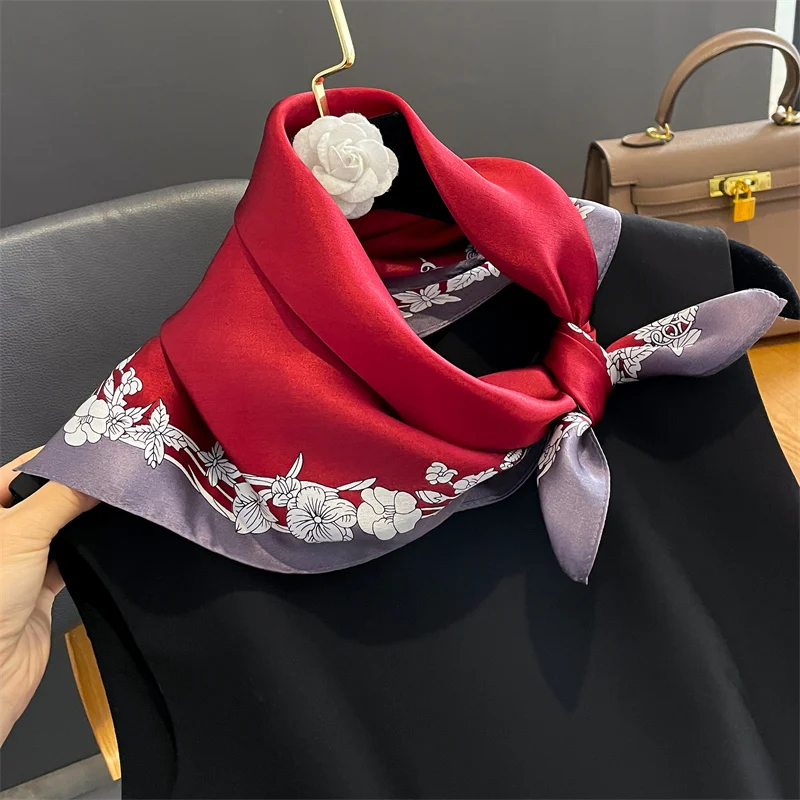 2024 Luxury Print 100% Silk Scarf Women Print Small Neck Tie Female New Hair Band Wirst Bandna Foulard Kerchief Echarpe