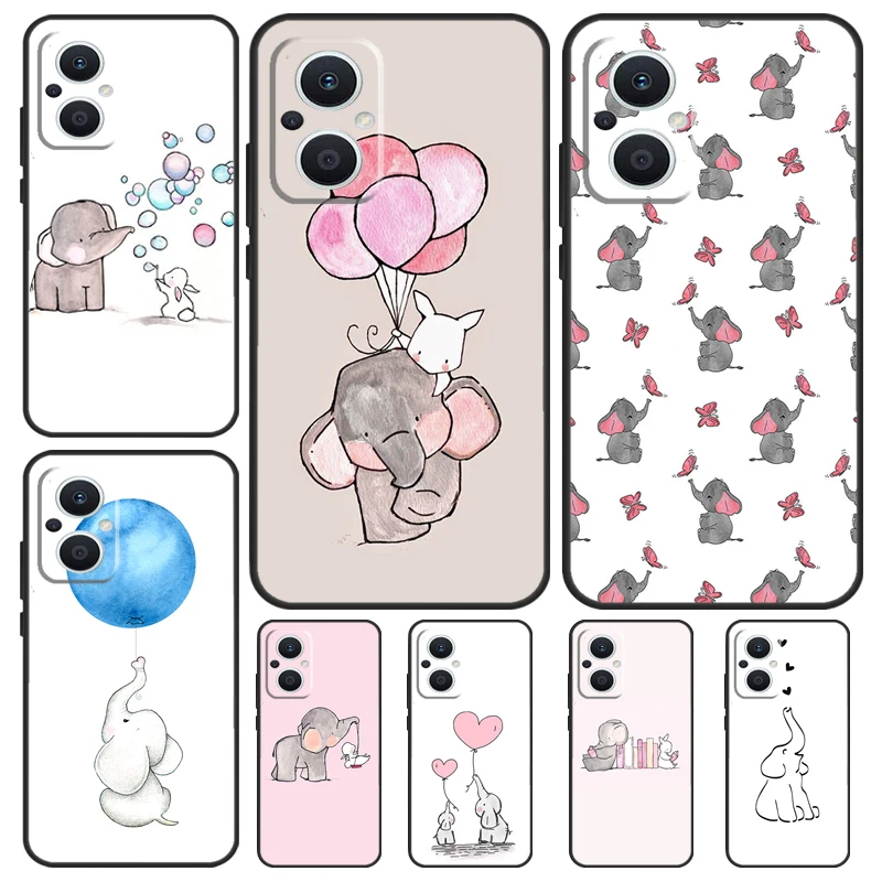 Cute Elephant Case For OPPO Reno 7 8 10 Pro 8T 2Z 4Z 5Z 6 Lite OPPO Find X6 Pro X2 X5 Lite X3 Neo Cover