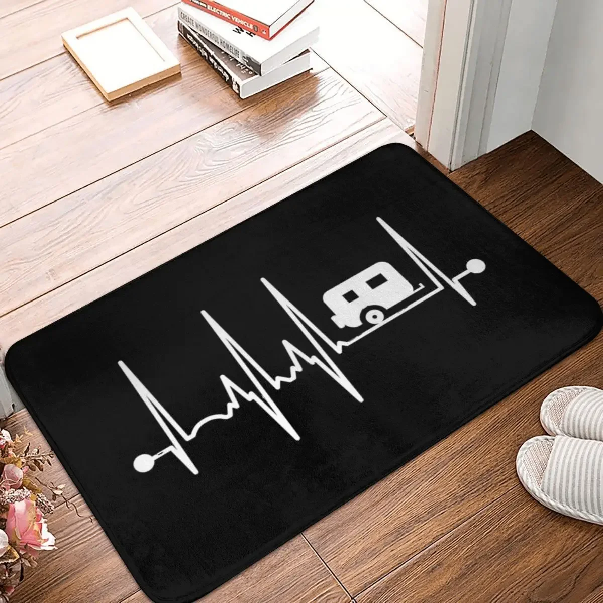 Camper Heartbeat Doormat Rug Carpet Mat Footpad Polyester Anti-slip Water Oil Proof Front Room Corridor Kitchen Bedroom Balcony