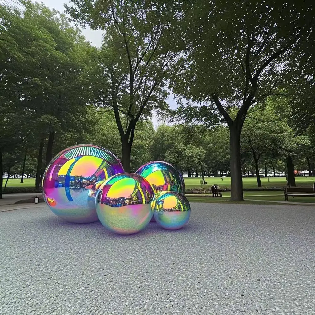 

Hanging Inflatable Mirror Balloons - Giant Shiny Spheres in Gold & Silver for Party Decoration