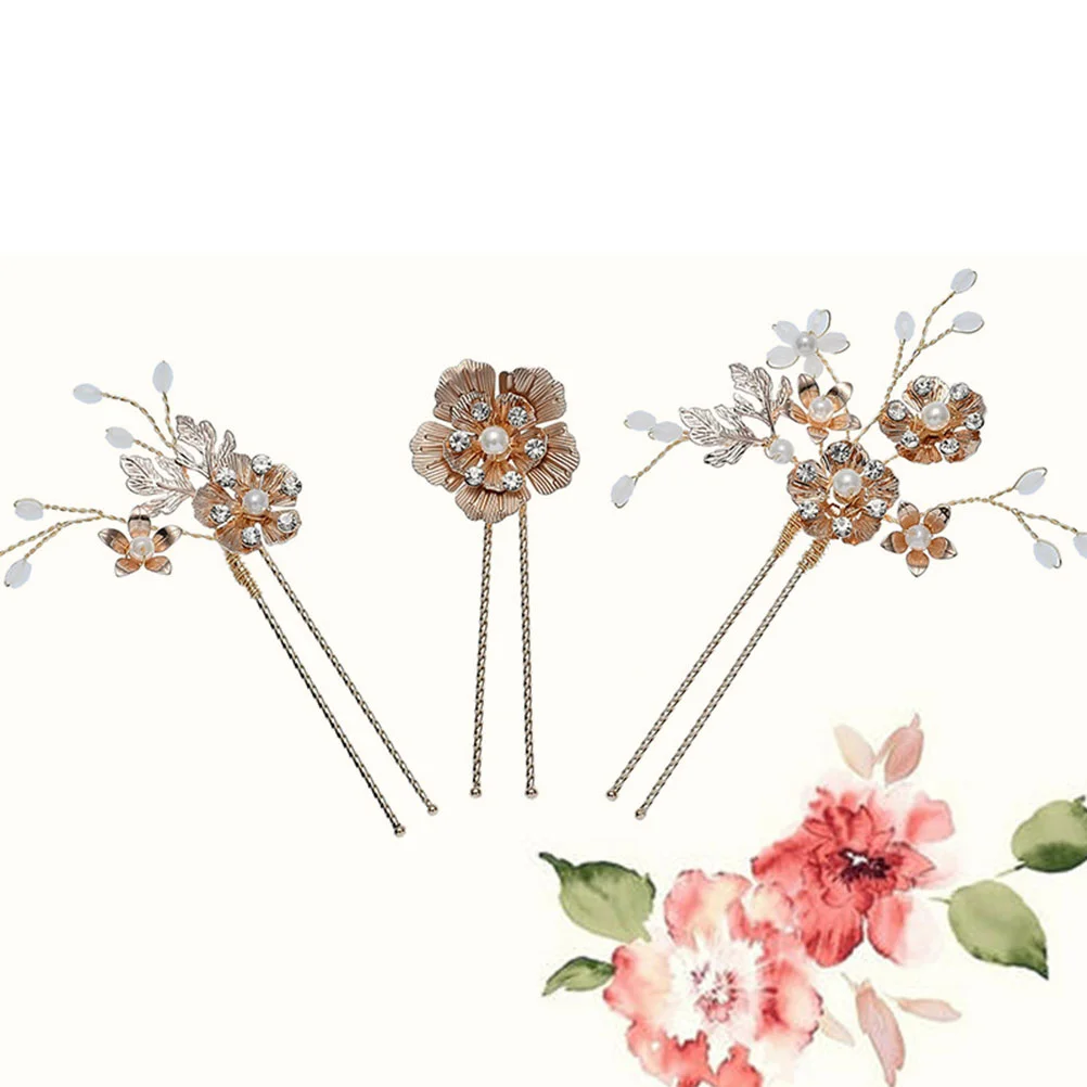 3 Pcs Chinese Hair Clip Alloy Hairclip Women Hairpin Miss Bridal Headpieces for Wedding