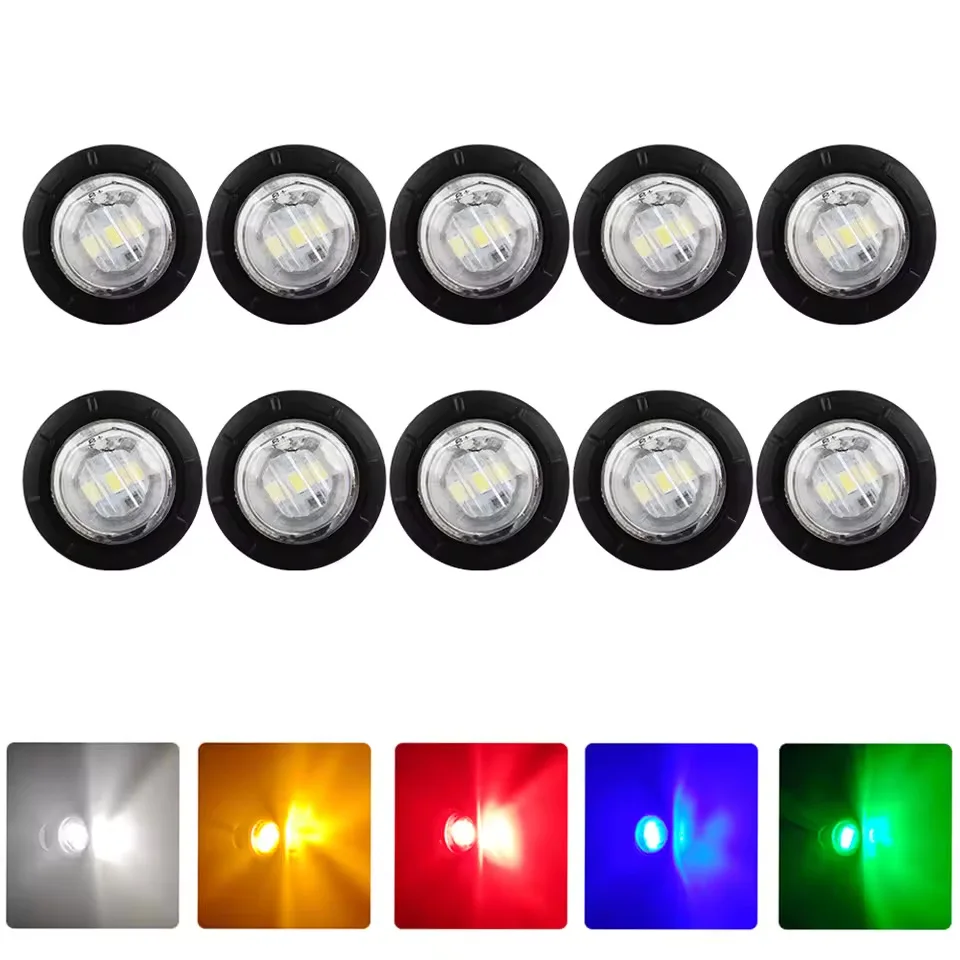 

20/10PCS 3/4 Inch LED Side Marker Lights, Front Rear Clearance Indicators for Truck Car Bus Trailer Van Caravan Boat
