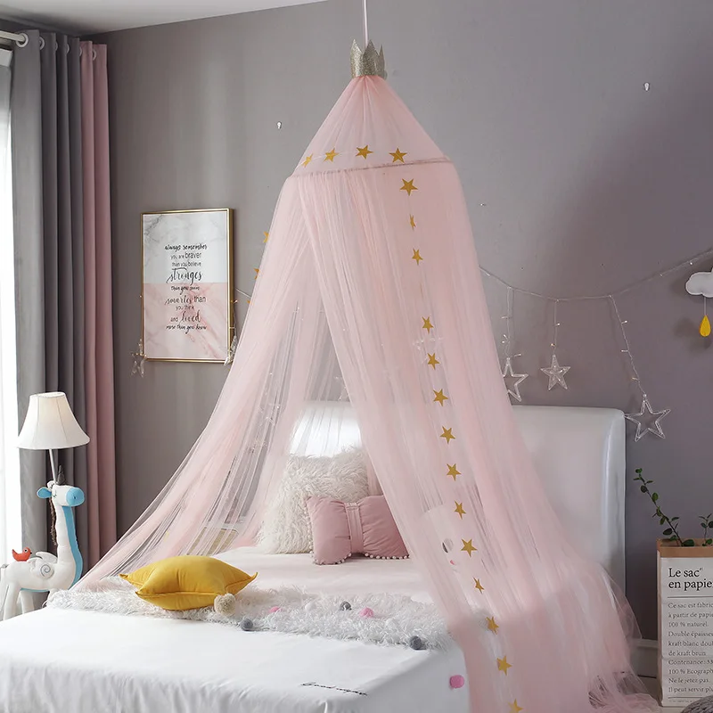 ins-style-baby-bed-canopy-round-dome-hanging-mosquito-net-for-crib-no-installation-princess-mesh-bed-curtain-kids-bed-tent-decor