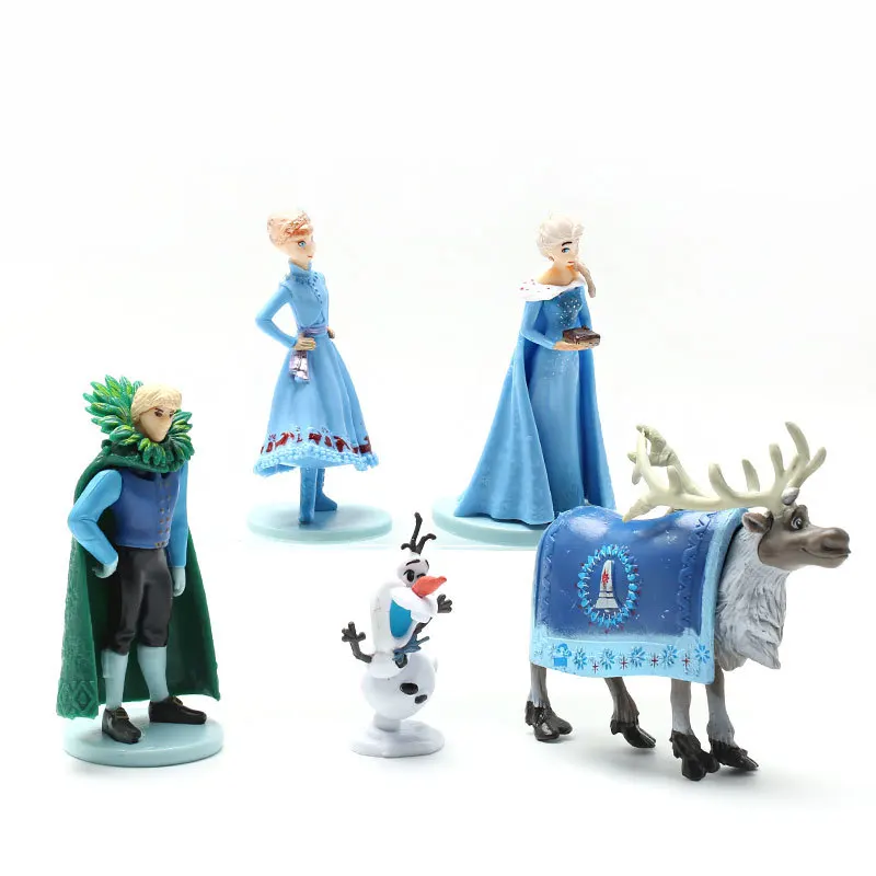 5 pz/set Cute Frozen The Snow Queen Princess Elsa Action Figure Toys Kristoff Sven Olaf PVC Model Doll Collection regalo di natale