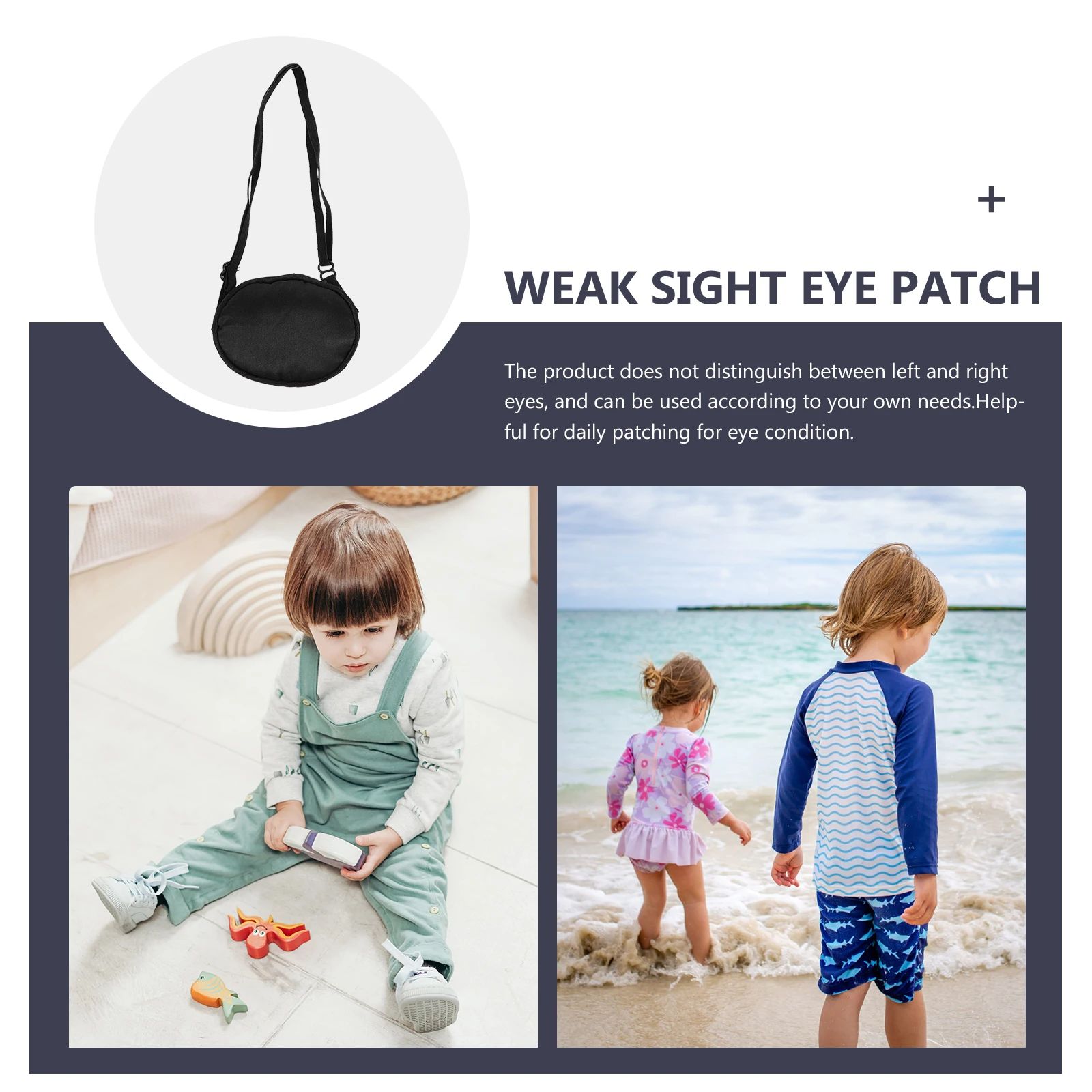 

Silk Eye Mask Patch Pirate Adjustable Single Covers Black for Kids Strabismus Correction Toddler