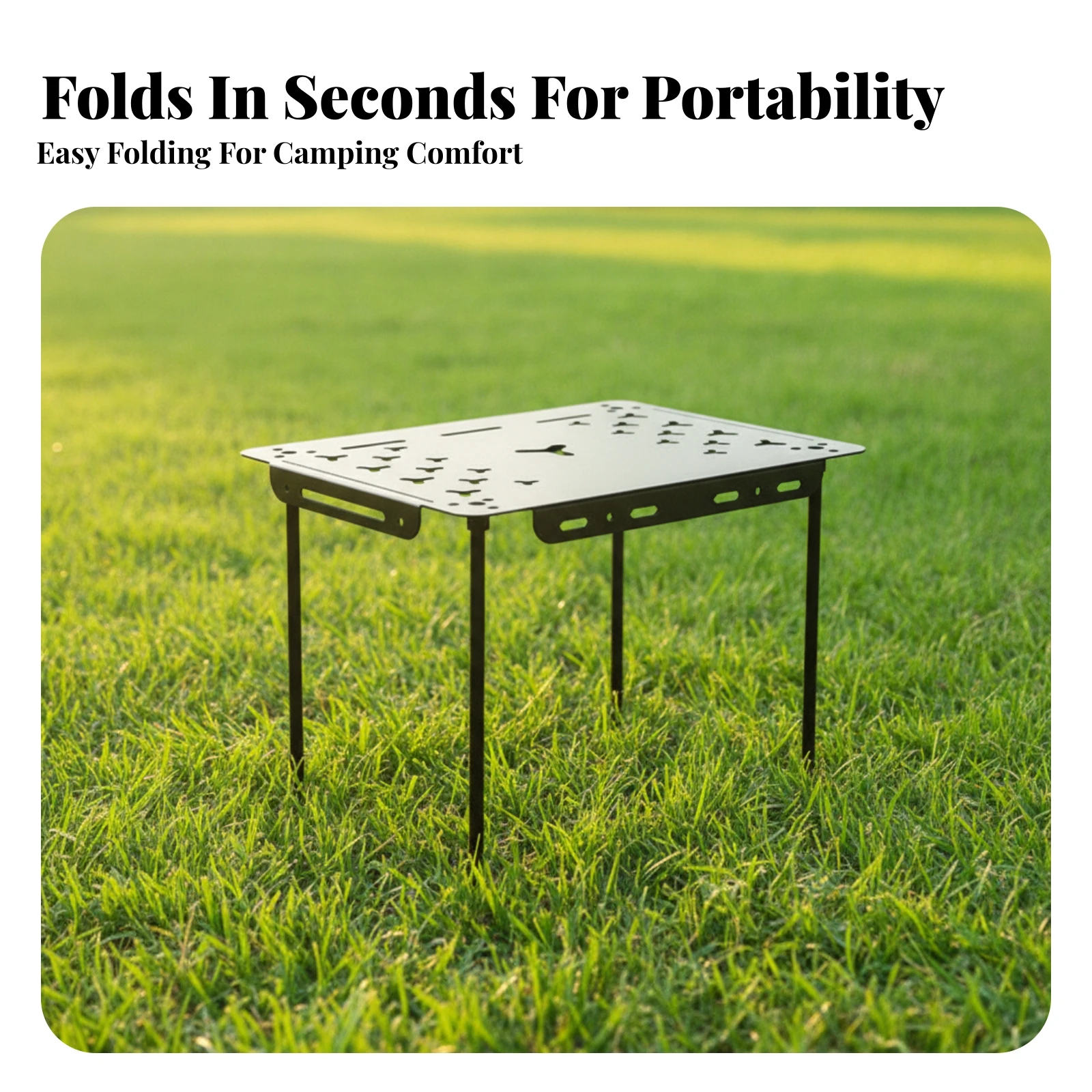 Folding Table with Aluminum Tabletop Compact Folding Camping Table Furniture Robust Space-Saving for Campers, Barbecue