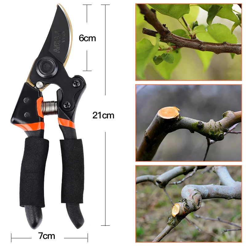 AIRAJ Micro-Tip Pruning Snip and Professional Premium Titanium Bypass Pruning Shears Hand Pruners Garden Clippers