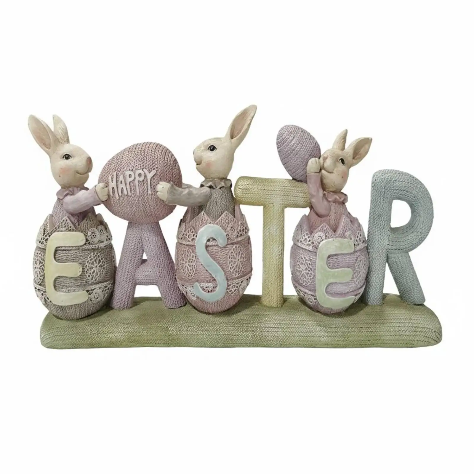 Easter Bunny Egg Figurine Creative Resin Statue Ornaments for Spring, Home Decor