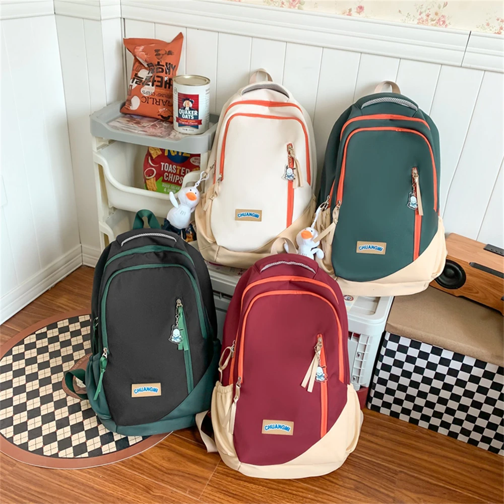 Female Teenager High Capacity Book Bag Girl Travel Laptop Student Backpack Ladies Nylon Fashion Panelled Women School Bags Sac