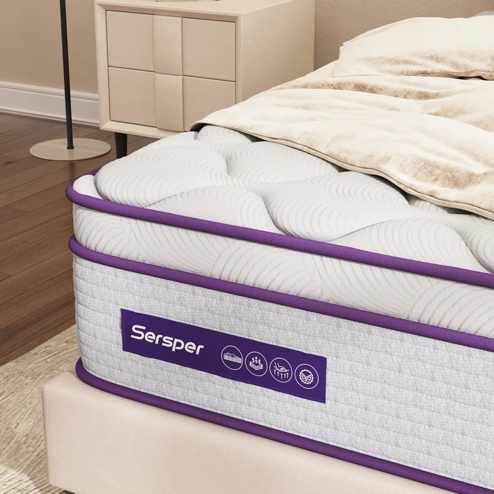 

Full Size Mattress - 12 Inch Hybrid Mattress with Memory Foam & Heavier Coils - Ergonomic Design for Pressure Relief